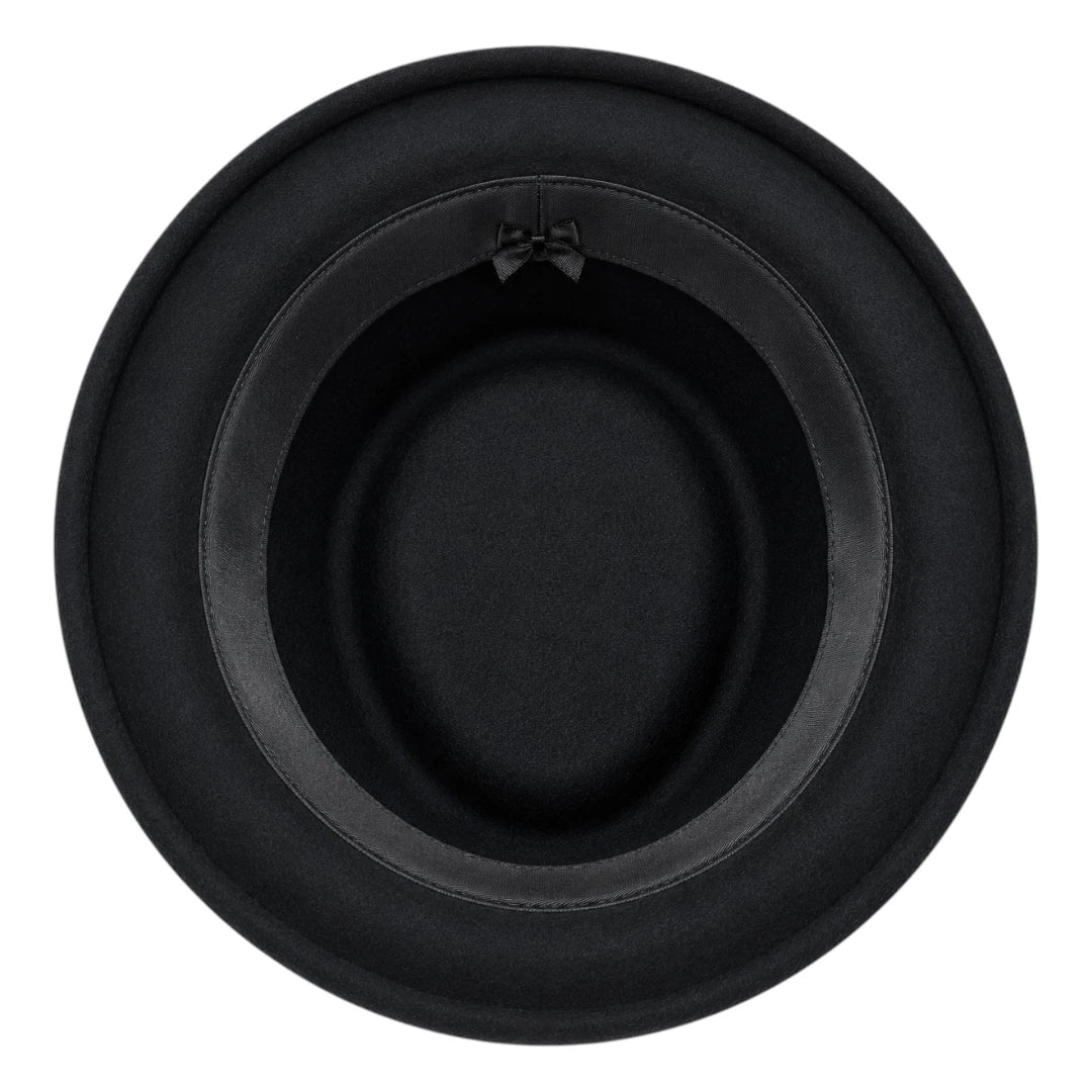 Downtown Hats Classic Black Wool Felt Pork Pie Hat