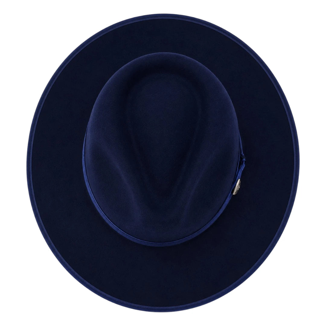Downtown Hats Blue Wool Felt Wide Brim Fedora Hat