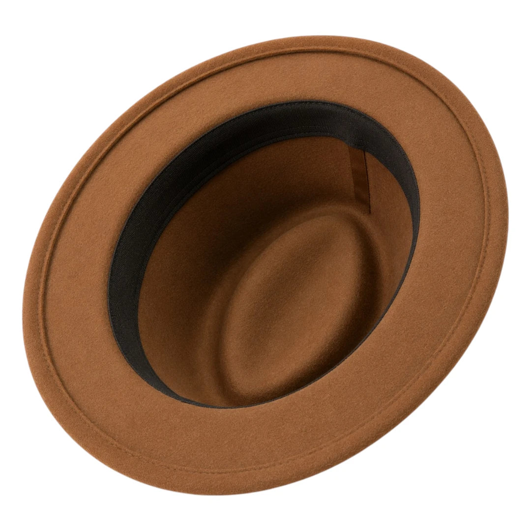 Downtown Hats Brown Pleated Band Wool Felt Hat