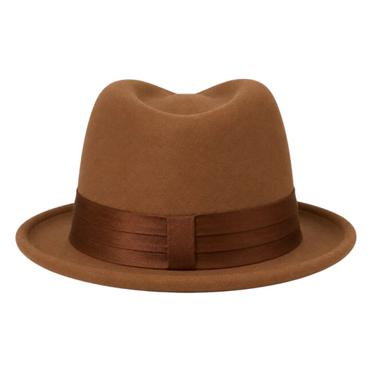 Downtown Hats Brown Pleated Band Wool Felt Hat