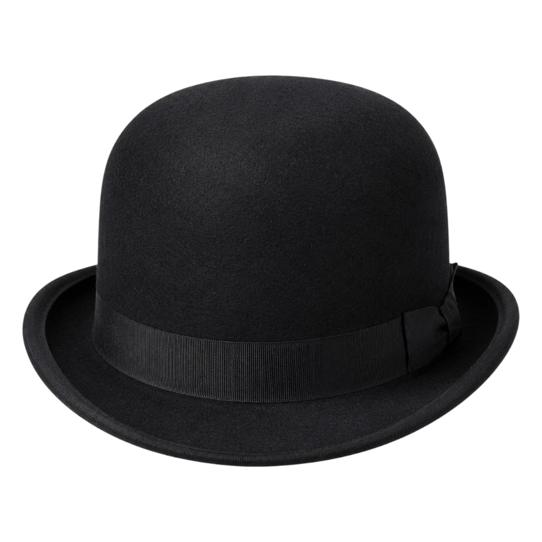 Downtown Hats Classic Black Wool Felt Bowler Hat