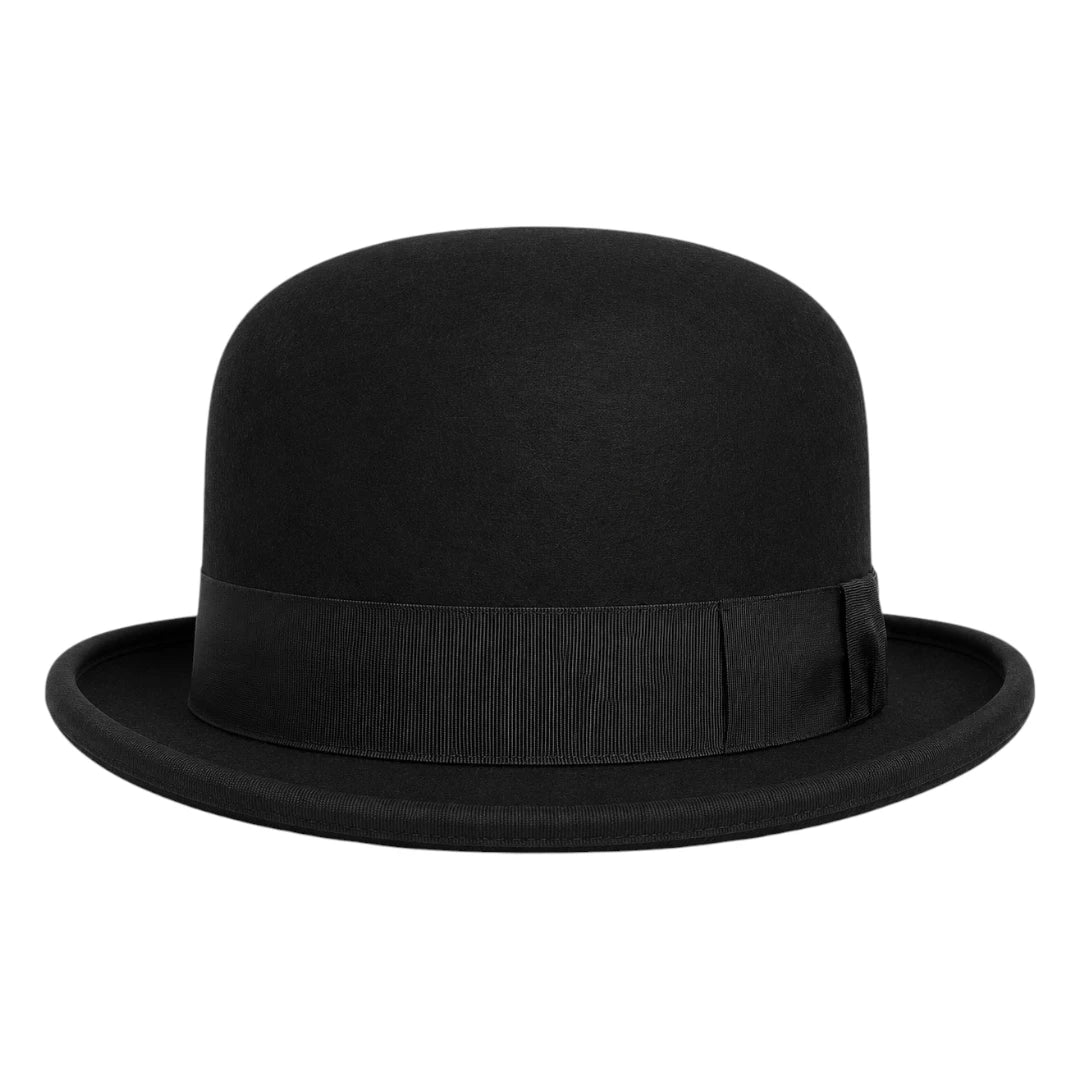 Downtown Hats Formal Black Wool Felt Bowler Derby Hat