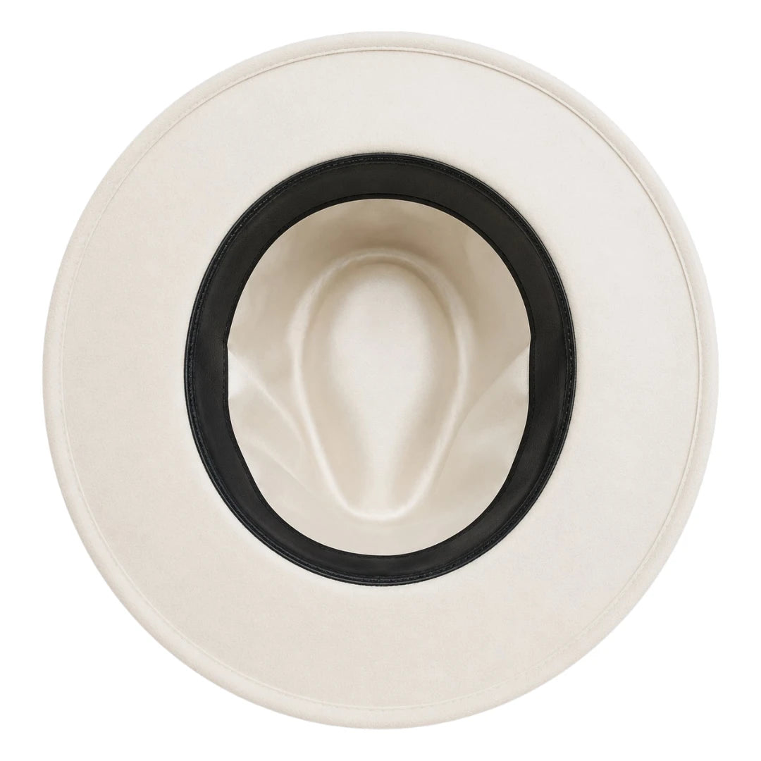 Downtown Hats White Wool Felt Fedora Hat with Feather Accent